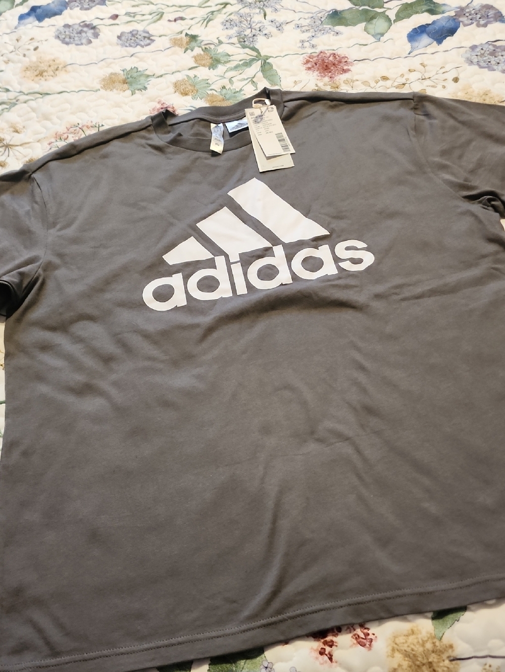adidas Men’s Charcoal Gray Short Sleeve Logo Tee